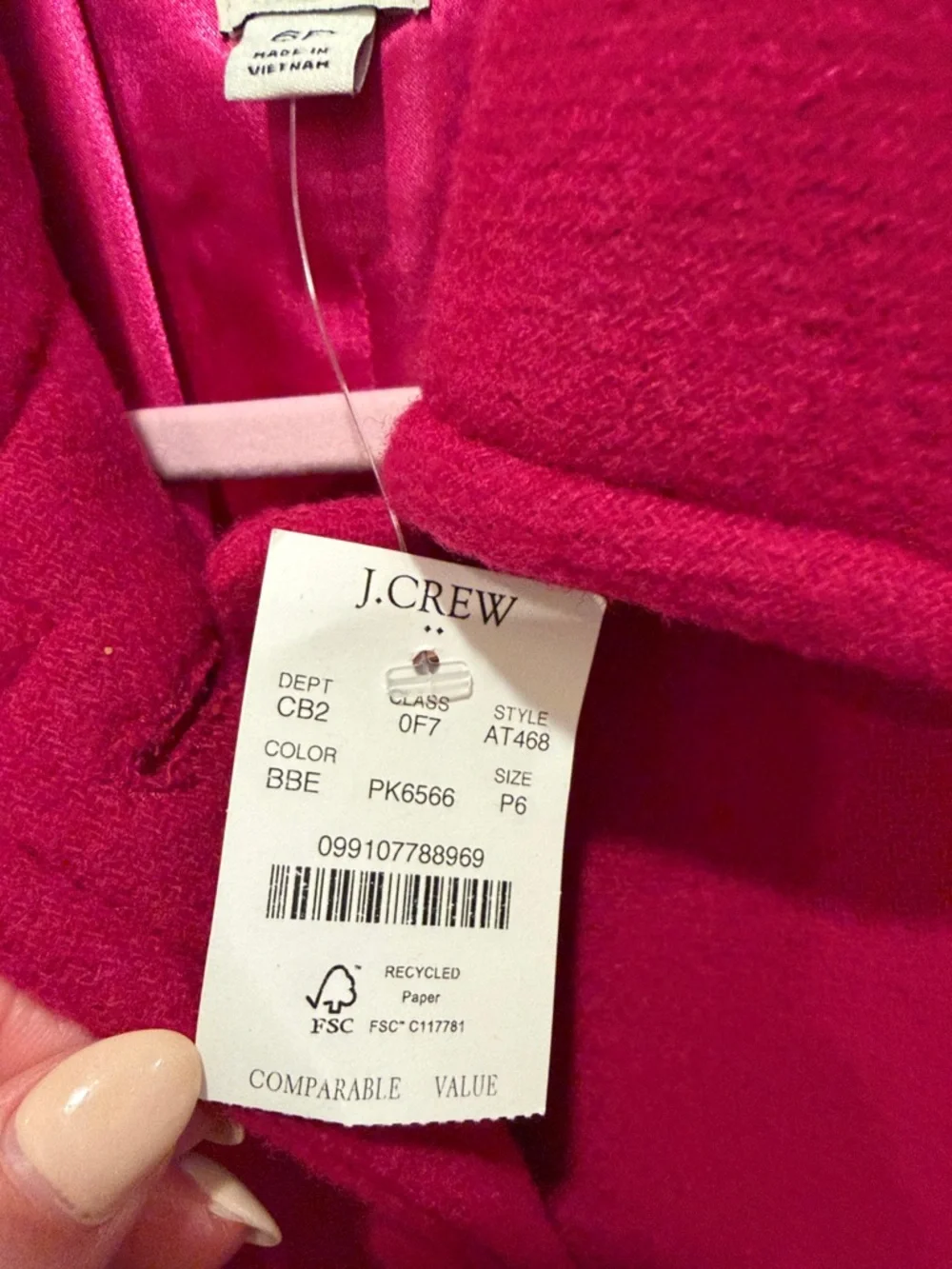 J. Crew pink Wool Pea Coat with Gold Buttons 6 petite - Picture 5 of 9